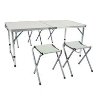 Table de camping en aluminium TP pour l'extérieur avec chaises, banc de pique-nique pliant avec parasol