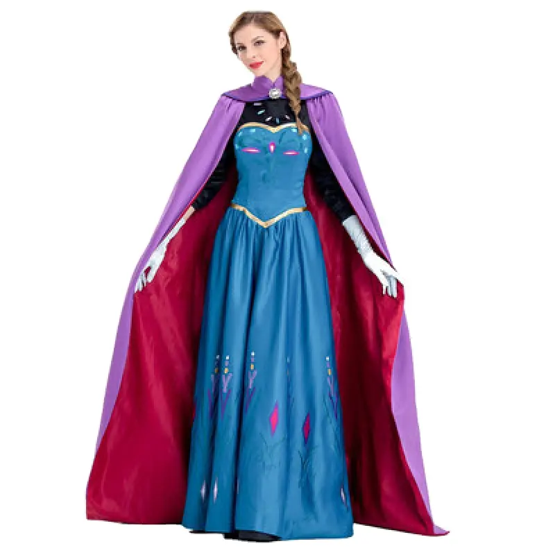 Ice and Snow Princess Anna Anime Dress Adult Elsa Queen Dress Cosplay Costume Women Halloween Carnival Cartoon Costumes