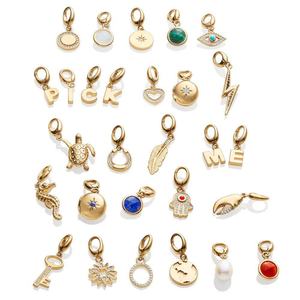 Collar de Acero Inoxidable Impermeable Popular con Colgante de Letra de Cristal y Cadena de Eslabones Básicos DIY, Dijes de Moda de 18K - Product Image 5