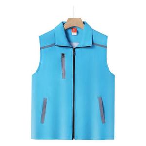 Chaleco de seguridad reflectante azul marino con bolsillos con cremallera, ropa de trabajo unisex - Product Image 4