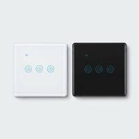 Interrupteur mural intelligent WiFi Tuya 3 voies, panneau tactile PC/ABS 10A pour Alexa, Google Home, commande vocale et application Smart Life