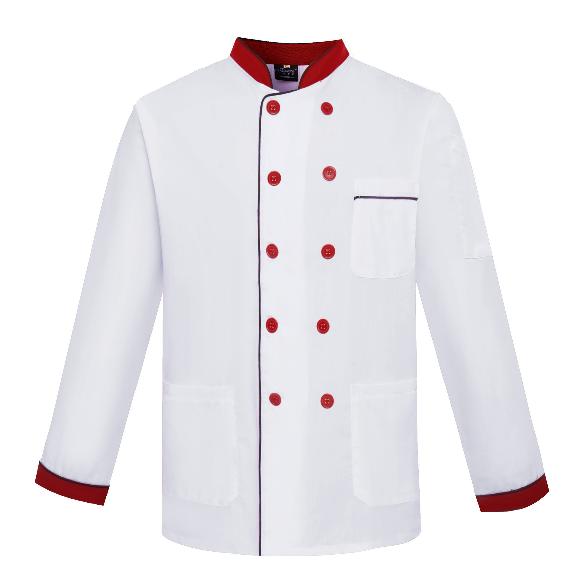 Maroon collar long-sleeved top (Golden Shield cotton)