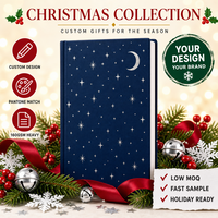 Carnet personnalisé de Noël avec couverture rigide en papier A5, ciel étoilé bleu marine et croissant de lune, estampage à chaud argenté, 80 feuilles, cadeau d'entreprise