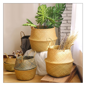 Venta al por mayor hecho a mano tejido de la planta de almacenaje del vientre canasta - Product Image 5