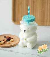 Vente en gros Bouteilles de jus jetables en plastique pour boissons, thé au lait Bouteilles en plastique en forme d'ours pour animaux de compagnie Boissons