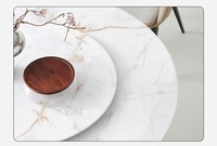 Table à manger ronde en marbre minimaliste haut de gamme de luxe italienne moderne avec base rotative, meubles de salle à manger, pieds en bois