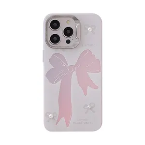 estselling phone case with dazzling white moon and blue knot fresh and girlish style