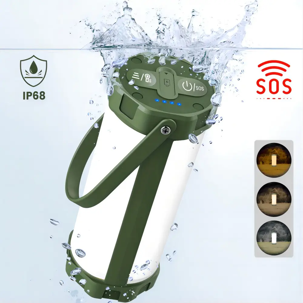 Ip68 lampu Led Mini Portabel 1200 Lumen, lampu gantung tahan air luar ruangan portabel isi ulang daya Usb dengan Mode Sos