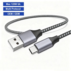 USBC dây nhà máy tùy chỉnh 120 W 6A nhanh chóng nhanh chóng sạc đa giao thức điện thoại di động 120 watt loại A đến <span class=keywords><strong>USB</strong></span> C Cáp 1 2 3 mét - Product Image 1