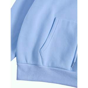 Sudadera con Capucha Extra Grande Personalizada para Mujer, Color Azul Claro, con Estampado Gráfico, Manga Larga, Corte Holgado, con Bolsillo Tipo Canguro, Tejido Transpirable - Product Image 4