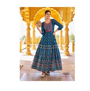 Nouvelle Collection 14Kg Rayonne Imprimer Longue Robe Anarkali avec Broderie Travail pour les Femmes Mariage et Occasion de Fête - Product Image 1