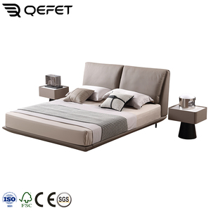 도매 모던 디자인 소프트 침대 천연 가죽 침대 안락한 킹/퀸 사이즈 침실 가구 - Product Image 1