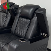 Canapé inclinable électrique moderne pliable 2 places en cuir véritable avec cadre métallique extensible, charge USB et appuie-tête inclinable à plat