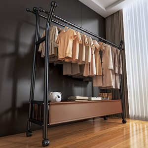 ราวแขวนเสื้อผ้าในห้องนั่งเล่นขนาดใหญ่ ป้องกันสนิม ดีไซน์ทันสมัย <span class=keywords><strong>ติด</strong></span>ตั้งง่าย แบบสองราว พร้อมที่เก็บของ - Product Image 4