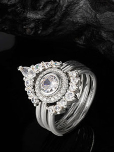 Luxury Flower Shape Moissanite <b>Cocktail</b> <b>Ring</b> Yellow <b>Gold</b> Plated Pave Setting Women's Engagement Statement <b>Ring</b> - Product Image 6