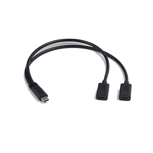 1 Feet USB Type C Male to 2 Dual Type C Female Y Splitter Extension Charging Cable
