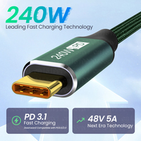 Cable USB C a C de 0.5M, 1M, 2M, 3M con Doble Conector en Ángulo, PD240W, Carga Rápida de 5A para PS5, Nintendo Switch, Galaxy, MacBook Pro, Tipo-C