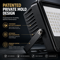 Reflector LED de Alta Potencia, Diseño Exclusivo, IP65 Impermeable, Protección Contra Sobretensiones de 4000V, Vidrio Texturizado Antideslumbrante, 30W-600W