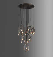 Lustre suspendu LED moderne à 10 lumières, design ovale contemporain, pour salle à manger, escalier, plafond