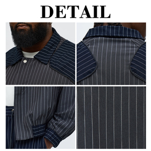 Premium Quality Striped Blazer <b>Jacket</b> Men Contrast Panel Fashion Streetwear Casual <b>Smart</b> Outerwear Custom Logo Acceptable - Product Image 6