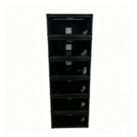 Boîtier de transport OEM 4U empilable tout noir pour montage en rack avec 4 pieds/roches en caoutchouc et portes coulissantes supérieures sans verrous d'interverrouillage