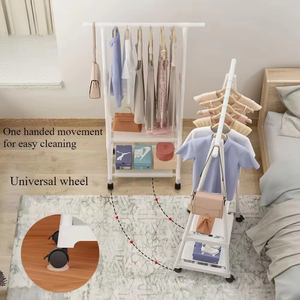 Perchero Simple para colgar ropa, colgador de ropa móvil para dormitorio con rueda, perchas triangulares portátiles simples para suelo, estantes - Product Image 4