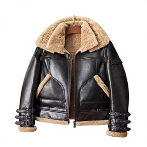 Blouson Bomber Décontracté pour Homme avec Col en Fausse Fourrure, Doublure Sherpa, Fermeture Éclair, Motif Uni, Vêtement d'Hiver Coupe-Vent et Respirant - Product Image 3