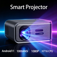 Projecteur intelligent à mise au point automatique et correction automatique de la distorsion trapézoïdale, résolution native 1080P HD, compatible 4K, certifié Android Netflix, pour cinéma maison, avec prise EU US AU UK