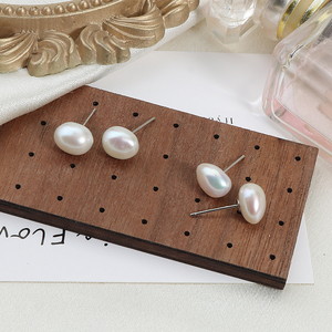 Pendientes de perlas de agua dulce barrocas trituradas sin núcleo con agujas de plata 925 al por mayor con cuentas irregulares de alto brillo - Product Image 5