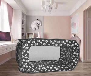 Tente de jeu pour chats Portable facile à nettoyer pliable parc pour animaux de compagnie tente clôture rectangulaire avec porte en maille et fenêtre en maille roulante - Product Image 1