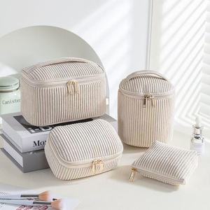 Ensemble de trousses de maquillage en velours côtelé polyester grande capacité, organiseur de <span class=keywords><strong>voyage</strong></span> portable avec fermeture éclair, style national pour femmes - Product Image 5