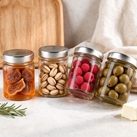 Pot en verre polyvalent transparent de 100 ml, 180 ml, 220 ml, 280 ml, 380 ml, 500 ml, 750 ml pour confiture, cornichons, épices, miel avec couvercle à vis en métal