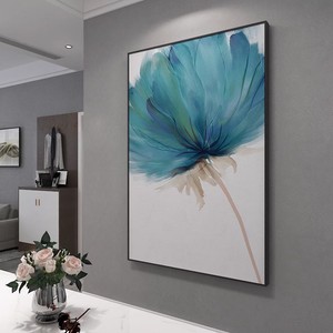 Peinture à l'huile abstraite de fleurs peinte à la main, cadre métallique, effet visuel 3D, style nordique moderne, art mural pour salon, entrée - Product Image 3