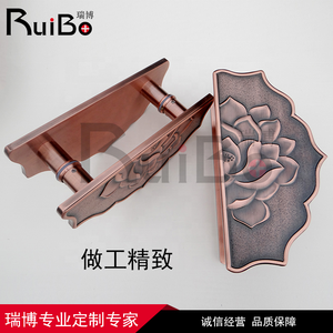 Ribo-placa de aluminio para manillar de puerta, manillar de lujo con textura de tallado, anti-gurra, mango de cobre rojo - Product Image 6