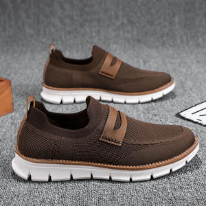 2025 nouvelles <span class=keywords><strong>chaussures</strong></span> <span class=keywords><strong>de</strong></span> <span class=keywords><strong>marche</strong></span> tissées respirantes à la mode pour hommes avec chaîne <span class=keywords><strong>de</strong></span> tirage réglable décontracté en plein air léger affaires - Product Image 1