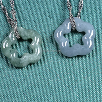 Collier en jade trèfle à quatre feuilles bleu de grade A