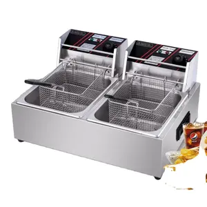 Stainless Steel Kitchen Commercial Deep Chips Snack Fryer Cooking Machine For French Fries Birdie Chicken Set