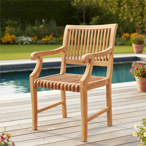 Silla de Comedor Castle para Exteriores, Diseño Moderno y Minimalista, Madera de Teca Sólida, Duradera, Cómoda y Refinada - Product Image 5