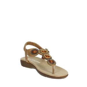 Amarpies Sandalias planas para mujer AKO28552 Zapatos cómodos con correa en T y cuentas negras - Product Image 5