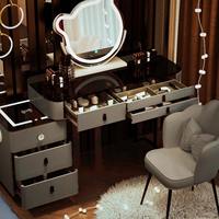 Table de Maquillage Multifonctionnelle de Luxe Moderne 2026 pour Filles avec Miroir Lumineux à Recharge Sans Fil en Bois Massif pour Salle de Bain et Chambre