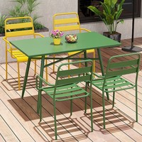 Ensemble table et chaises de jardin modernes, durables, carrées, en fer, imperméables, pour cour, balcon, jardin, cafés/thés.