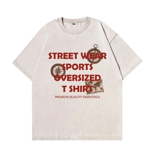 T-shirt homme streetwear oversize en coton 100% 240 g/m², imprimé graphique vintage délavé, prix de gros bas - Product Image 1