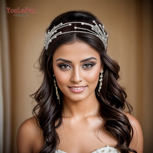 YouLaPan <span class=keywords><strong>HP605</strong></span> Elegante Diadema Plateada para Novia, Joyería para el Cabello de Boda, Diseño de Ramas Brillantes, Hermosos Accesorios para el Cabello de Mujer - Product Image 4