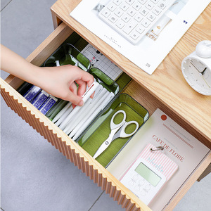 Acrylic Storage Box Rectangular Plastic Stationery Organizer With Dividers For Office <b>Desk</b> And Cabinet Use - Product Image 2