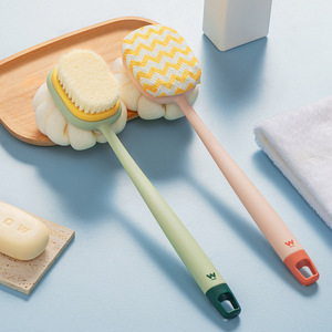 Brosse de bain 2-en-1 en nylon <span class=keywords><strong>UJU</strong></span> avec loofah, manche long, poils doux, pour exfoliation et gommage du dos - Product Image 3