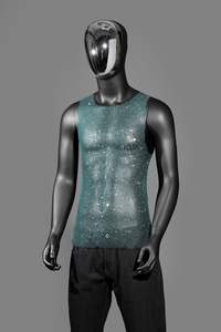 King Mcgreen Star Men Diamond Vest Mesh Sexy Shiny Tank Top Summer Fashion Party Ballroom Nightclub Top sin mangas Ropa nueva - Product Image 2