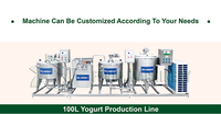 Machine de transformation du yaourt à petite échelle 100-1000L, ligne de production complète de yaourt, de crème glacée au lait grec avec pasteurisateur et refroidisseur