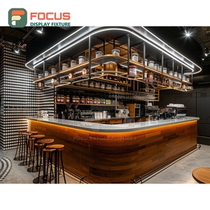 Premium Coffee Display Cabinet Matte <b>Black</b> Finish Syrup Bottle Display Area Cafe Merchandise Cabinet - Product Image 6