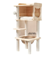 Arbre à chat à trois niveaux avec maison intégrée, griffoir en sisal, mobilier multifonctionnel pour animaux de compagnie d'intérieur, jouet de jeu et de repos pour chat