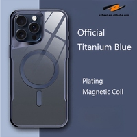 Coque de téléphone magnétique sans fil résistante à l'eau avec placage pour iPhone 17 15 14 Pro 16 Pro Max, protection antichoc en PC rigide